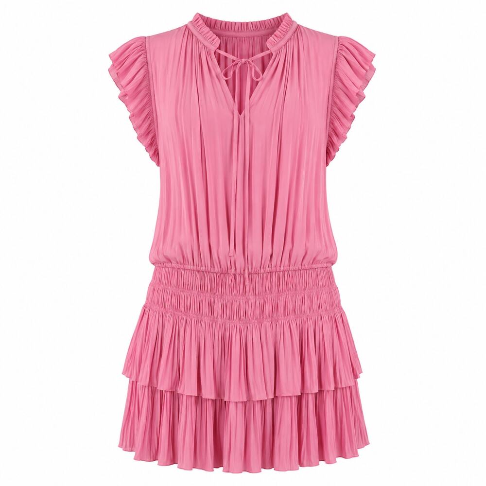 Current Air Ruffle Pleated Drop Waist Dress Size Large
